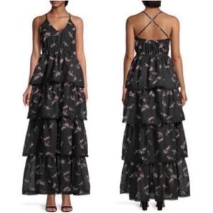 AREA STARS Bianca Floral Tiered Floral Print Maxi
Dress(Size Large)